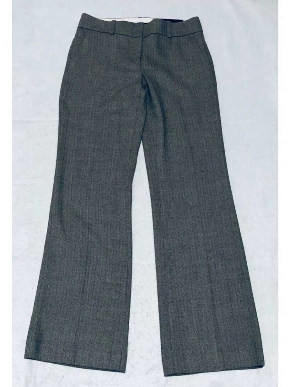 Ann Taylor Pants Womens 2 Brown Herringbone Trousers Wool Career Work Academia